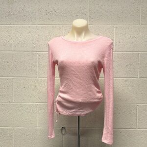 Pink Ribbed Long Sleeve Top